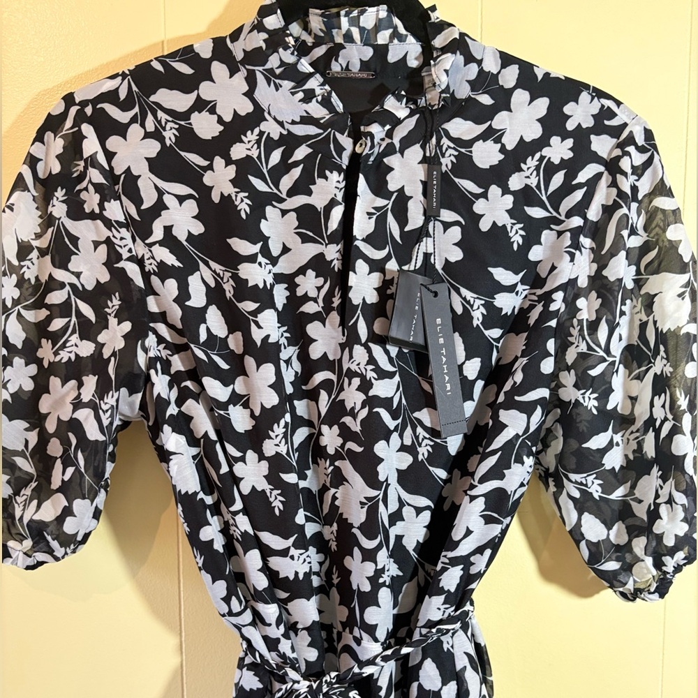 Elie Tahari Monochrome Floral Dress